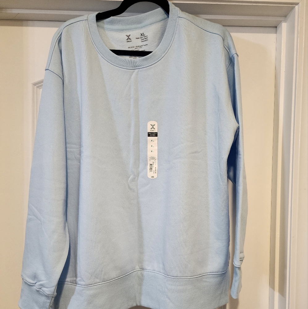 NWT Xersion Light Blue Crewneck Sweatshirt And Matching Sweatpants Size XL TALL